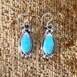 Turquoise and Silver Drop Earrings